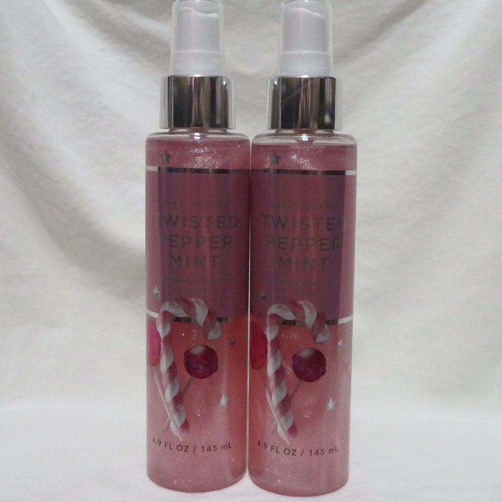 TWISTED PEPPERMINT Bath & Body Works Diamond Shimmer Mist 4.9 fl oz x 2
